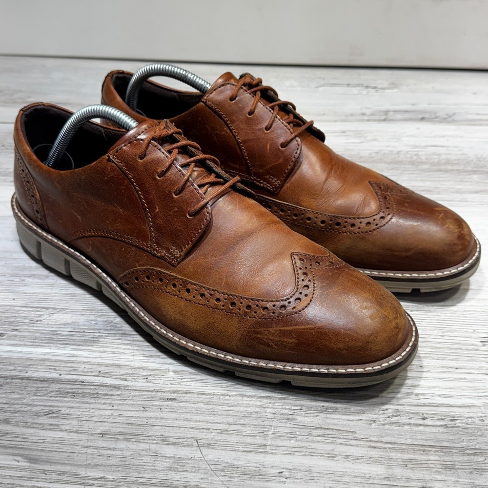 Ecco Wingtop Oxford Leather‎ Shoes Mens Sz 10 Light Brown 60267401053